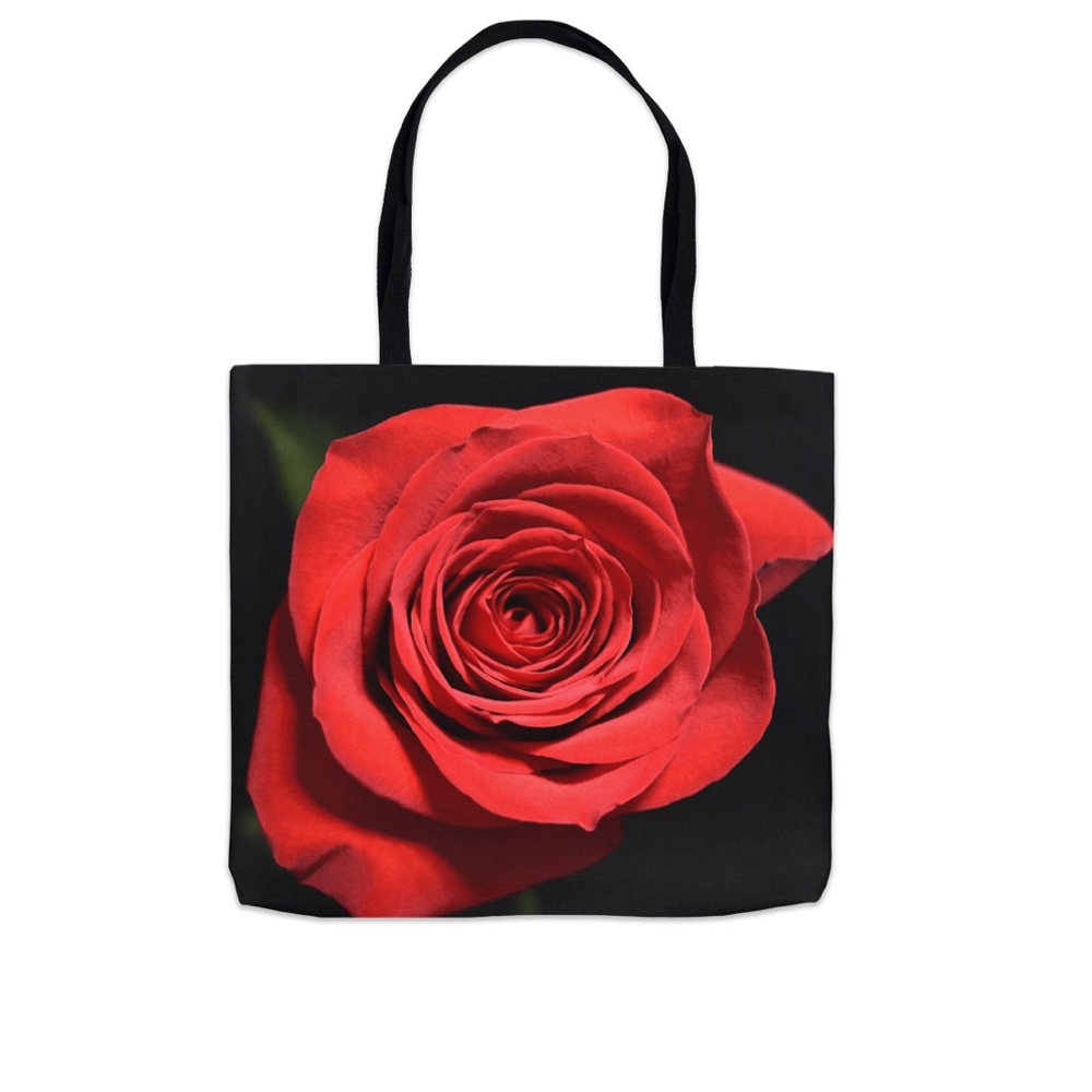 Eternal Rose Tote 18x18, black straps, colorful beautiful flower tote